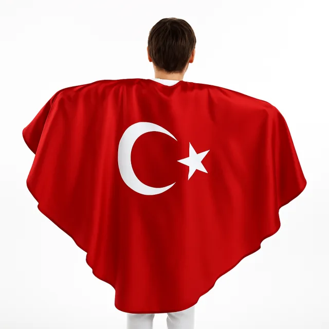 23 Nisan Pelerini - Bayrak Pelerin - 29 Ekim Pelerin – Kırmızı / beyaz ay-yıldız, Saten