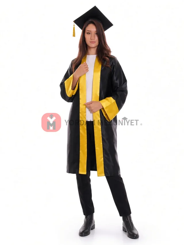 Lise Sarı Mezuniyet Kep Cübbe – Saten
