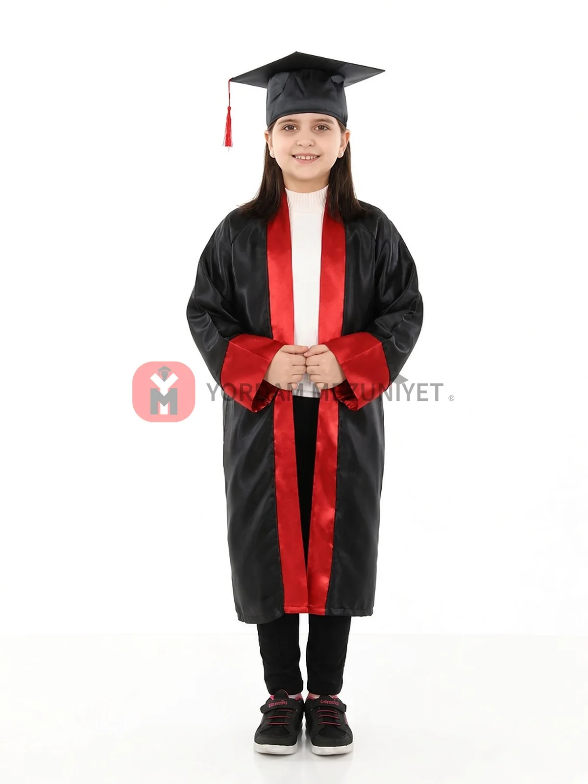 Kırmızı 4.Sınıf İlkokul Mezuniyet Cübbesi – Saten