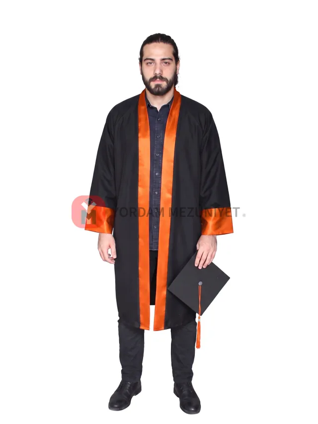 Üniversite Alpaka Turuncu Mezuniyet Kep Cübbe