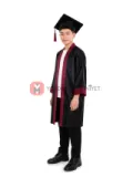 Ortaokul Bordo Mezuniyet Kep Cübbe - yan görünüm