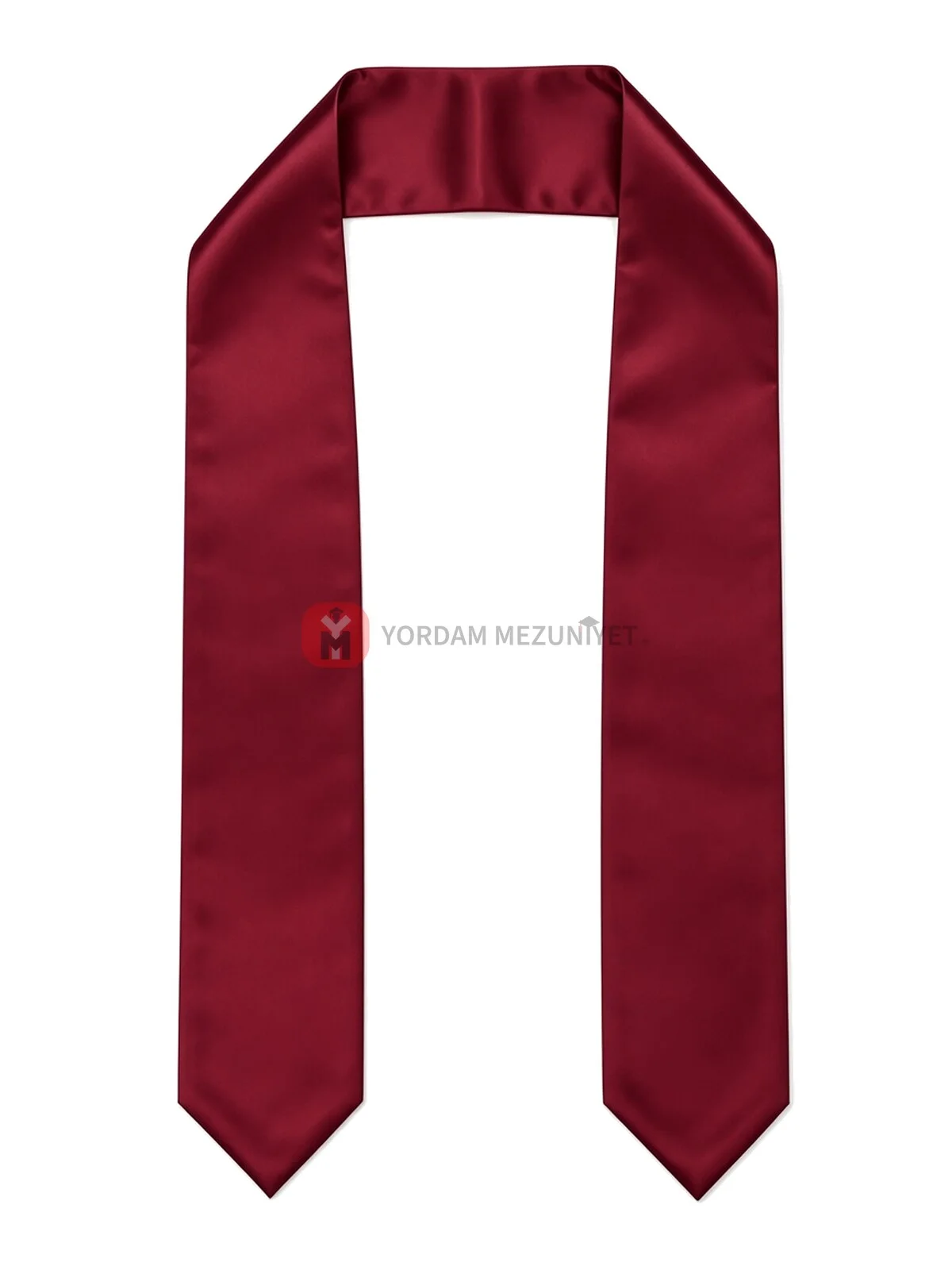 Bordo mezuniyet atkısı Model 1 (üçgen uçlu, düz yaka) – düz serim
