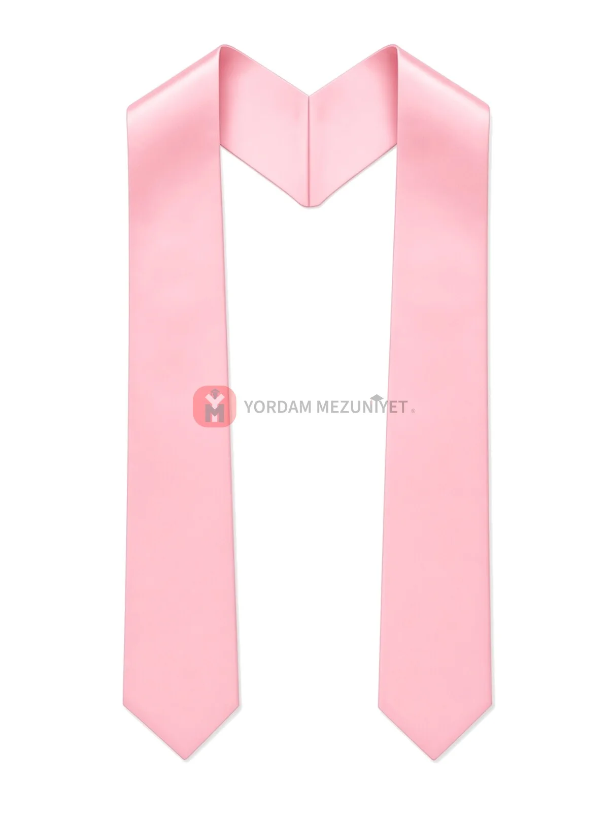 Pembe mezuniyet atkısı Model 2 (üçgen uçlu, V yaka) – düz serim